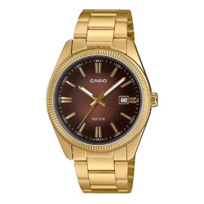 Casio Collection MTP‑1302PGC‑5AVEF – Ανδρικό/Unisex Αναλογικό Ρολόι, Χρυσό – Καφέ Καντράν, Ημερομηνία